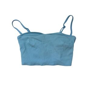 aerie Blue Ribbed Bandeau Style Swimsuit Bikini Top Size Large